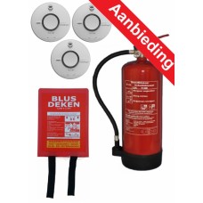 Brand Preventie kit 2 met rookmelders, Blusdeken en 6L Blusser