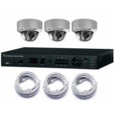 Truvision 4 Kanaals NVR digitale recorder met PoE en 3x 1,3MP bolcamera 2,8mm