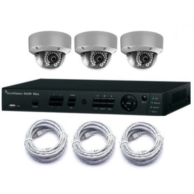 Truvision 4 Kanaals NVR digitale recorder met PoE en 3x 1,3MP bolcamera 2,8mm