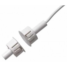 Inbouwcontact zelfborgend met flens voor stalen deur, met sabotagelus,    2 m kabel, kleur wit, schakelafstand ca.12 mm, NC contact en voorgepolariseerd REQ Security grade 3  High Security.