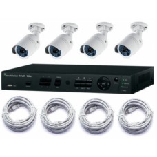 Truvision PoE 4 kanaals harddisk recorder set met 4x IP 2MP Full HD Bullet camera 4mm 15m IR