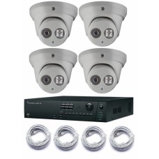 Truvision PoE 8 kanaals harddisk recorder met 4x IP 2MP Full HD Turret camera 2,8mm 30m IR