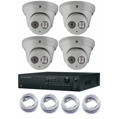 Truvision PoE 8 kanaals harddisk recorder met 4x IP 2MP Full HD Turret camera 2,8mm 30m IR