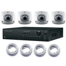 Truvision 8 kanaals NVR POE harddisk recorder met 4x 1.3MP mini domecamera 2.8mm