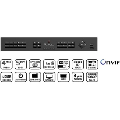 TruVision 4 Kanaals Tribride TVI harddisk Recorder 4TB HDD