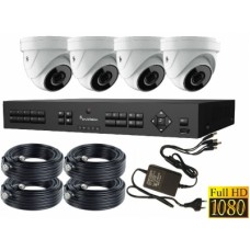 4 Kanaals Recorder Cameraset met 4x Domecamera 1080P 3Mp Full HD