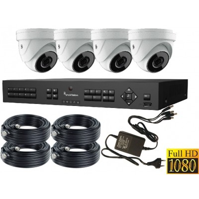 4 Kanaals Recorder Cameraset met 4x Domecamera 1080P 3Mp Full HD