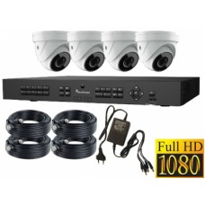 8 Kanaals Recorder Cameraset met 4x Domecamera 1080P 3Mp Full HD
