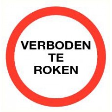 Pictogram voor verboden te roken  rond (200 mm.) Vinyl