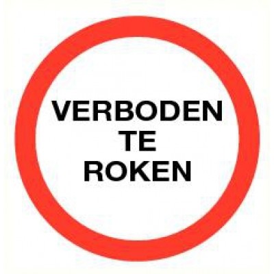Pictogram voor verboden te roken  rond (200 mm.) Vinyl